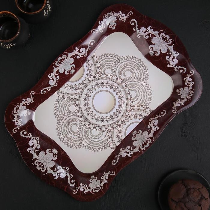 Поднос из нержавеющей стали «Бахмал», 38×24,7 см, рисунок МИКС Поднос из нержавеющей стали «Бахмал», 38×24,7 см, рисунок МИКС