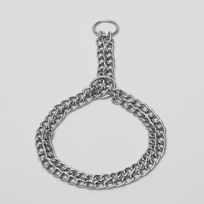 Ошейник - удавка металлический двухрядный, 55 см, толщина проволоки 2,5 мм Ошейник - удавка металлический двухрядный, 55 см, толщина проволоки 2,5 мм