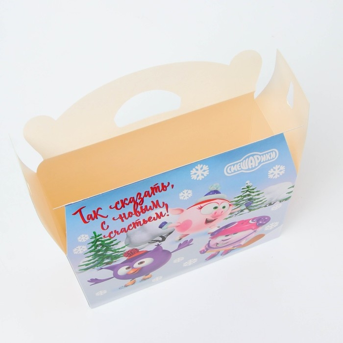 Новый год. Подарочная коробка Новогодняя Баул Новый год. Подарочная коробка Новогодняя Баул "Смешарики" лицензия 22 х 9 х 22 см (+5,6 см).