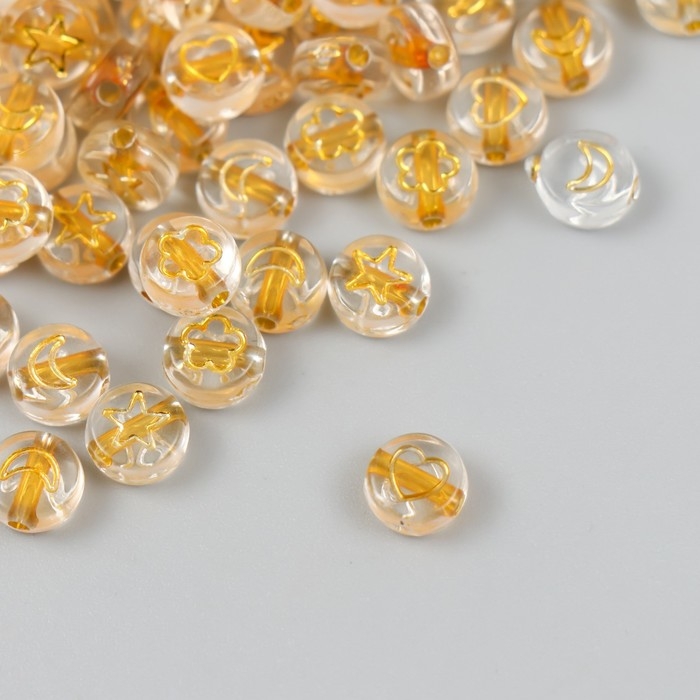 Бусины для творчества пластик Бусины для творчества пластик "Сердечки и звёзды" золото набор 20 гр 0,4х0,7х0,7 см