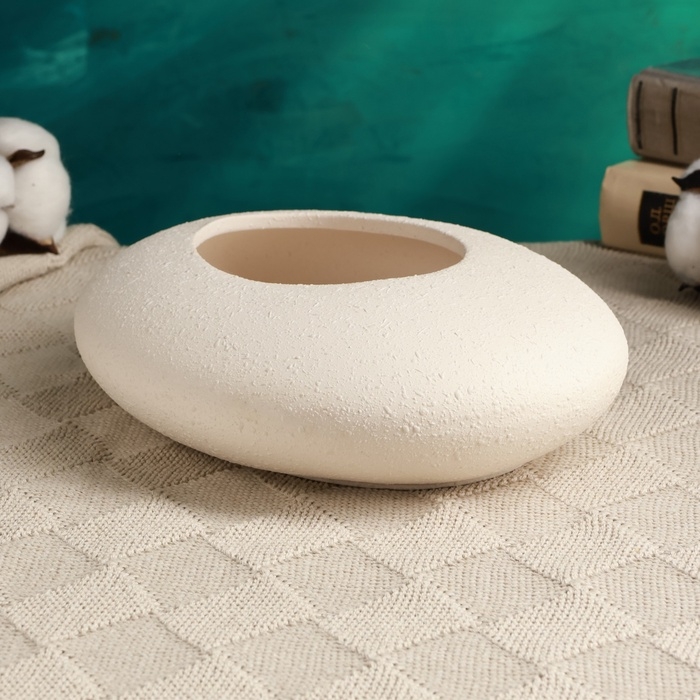 Кашпо - бонсайница  Кашпо - бонсайница "Галька" для кактусов и суккулентов, белое, 23х18х7см