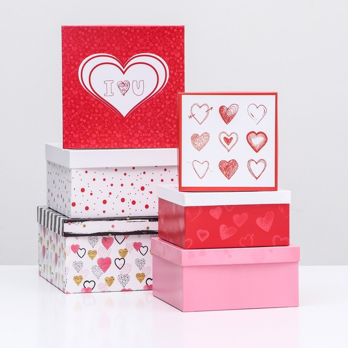 Набор коробок 6 в 1 Набор коробок 6 в 1 "Признание в любви", 25,5 х 25,5 х 13 - 16 х 16 х 8 см