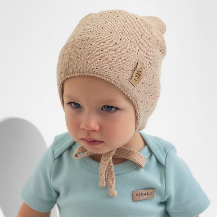 Шапка детская MINAKU, р-р 44-46, цвет бежевый Шапка детская MINAKU, р-р 44-46, цвет бежевый