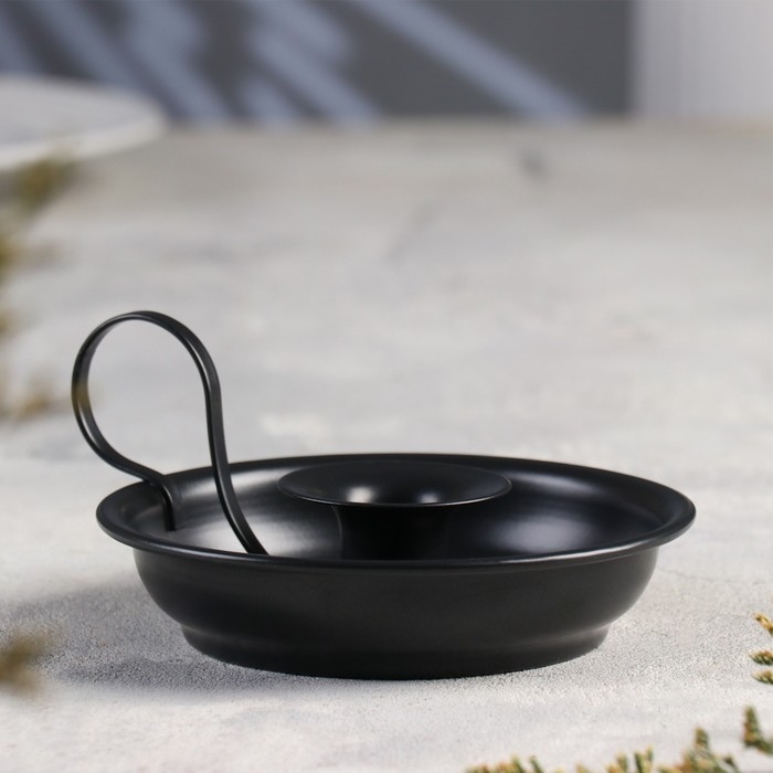 Подсвечник металлический Подсвечник металлический "Тарелочка", на одну свечу, 14.2 х 6.5 см, черный