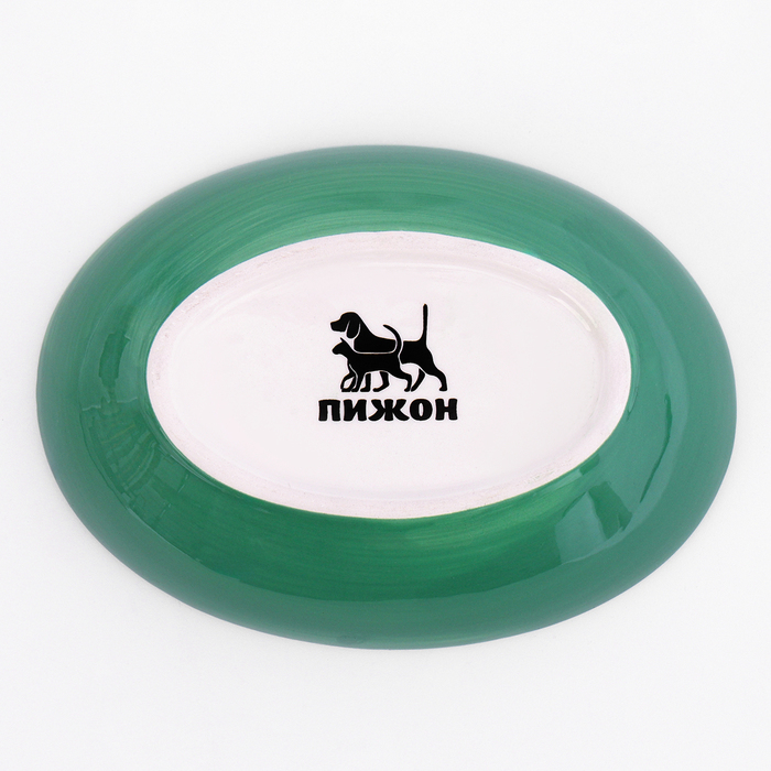 Блюдце керамическое  Блюдце керамическое "Милая киса" 200 мл  15,7 х 11,3 х 3,8 см, зеленая