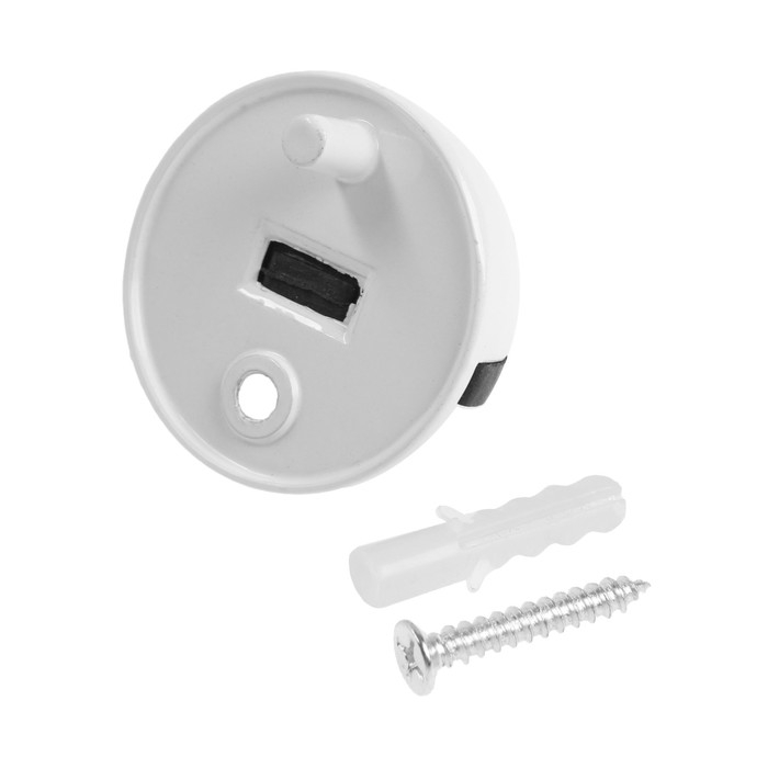 Упор дверной LOCKLAND, с крепежным штырем, d=40 мм, h=25 мм, цвет белый Упор дверной LOCKLAND, с крепежным штырем, d=40 мм, h=25 мм, цвет белый