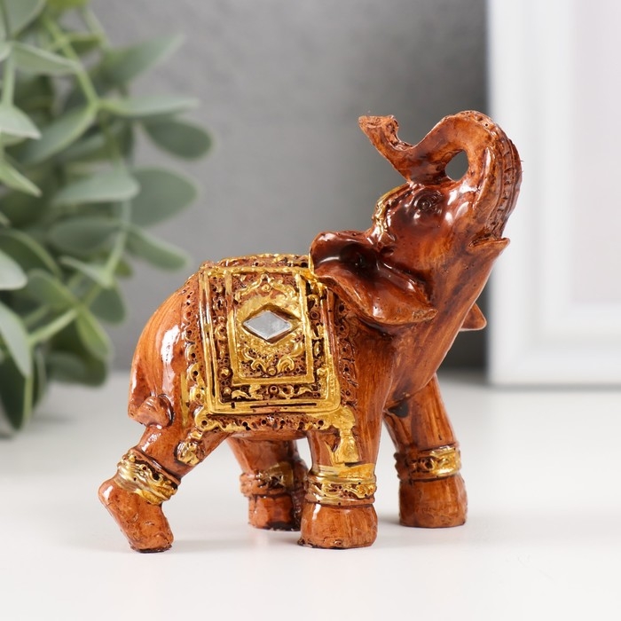 Сувенир полистоун Сувенир полистоун "Слон под дерево в серебристой попоне" МИКС 7,5х6х3,2 см