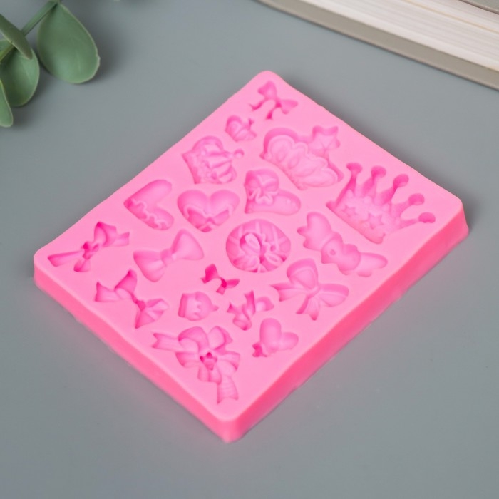 Молд силикон Молд силикон "Сердца, короны и банты" 19 предметов 9х7х1 см