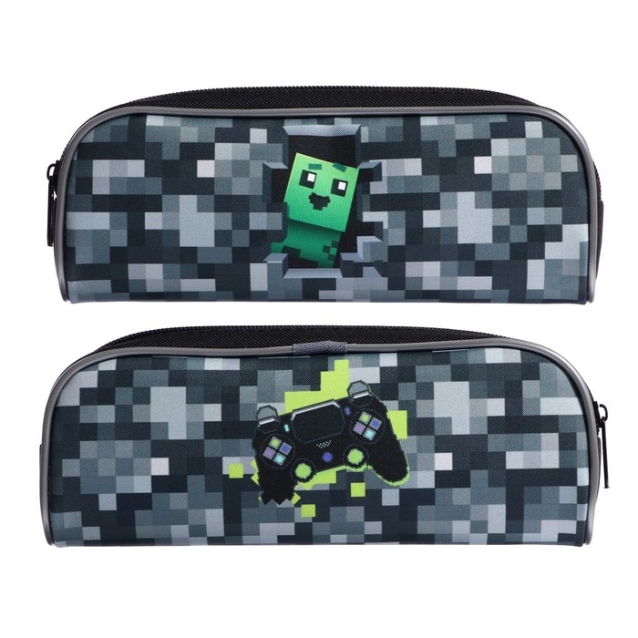 Пенал мягкий, 1 отделение, 80 х 210 х 40 мм, объёмный, Calligrata ПМО 21-20, Пенал мягкий, 1 отделение, 80 х 210 х 40 мм, объёмный, Calligrata ПМО 21-20, "Пиксели"