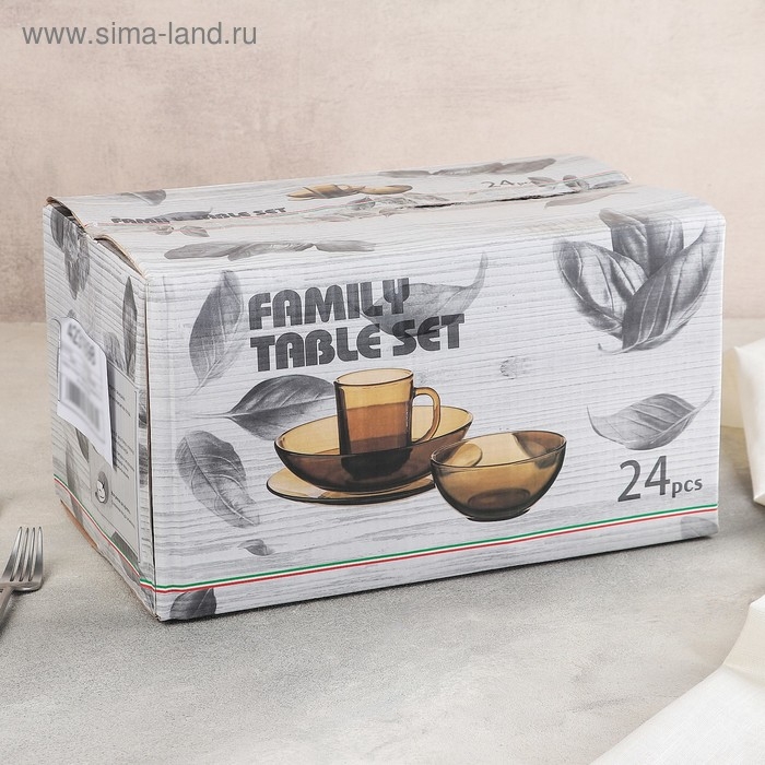 Набор столовый «Маки», 24 предмета, цвет коричневый Набор столовый «Маки», 24 предмета, цвет коричневый