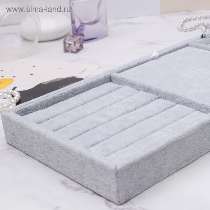 Подставка для колец 7 полос, флок, 35&times;24&times;3 см, цвет серый