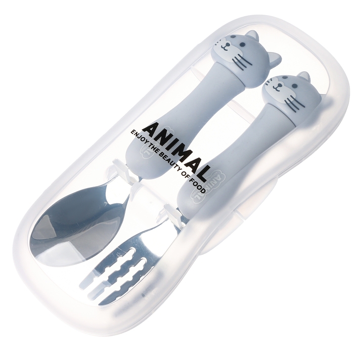 Набор детских столовых приборов в футляре «Котята», вилка, ложка Набор детских столовых приборов в футляре «Котята», вилка, ложка