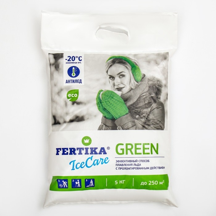 Противогололёдный реагент Fertika IceCare Green   -20С   5 кг Противогололёдный реагент Fertika IceCare Green   -20С   5 кг