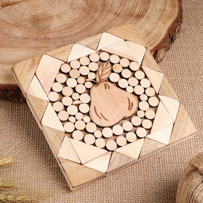 Подставка под горячее Подставка под горячее "Груша", 15х15см, микс дерева