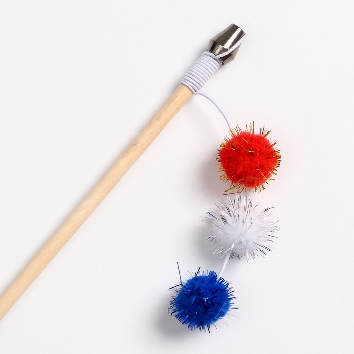 Дразнилка - удочка  Дразнилка - удочка " Гусеница" на деревянной палочке, микс цветов