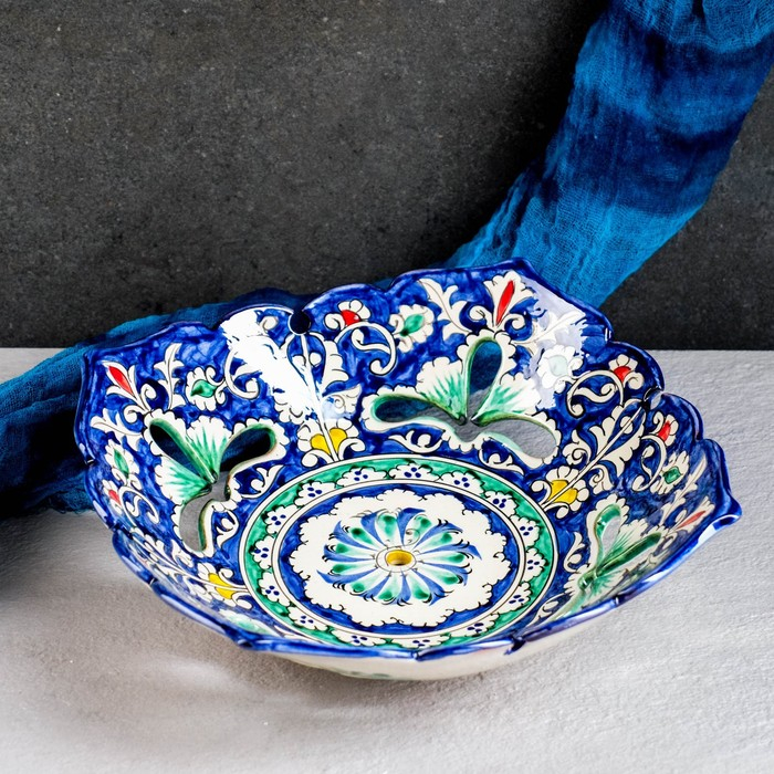 Набор чайный Риштан, 9 предм: чайник 1л., 6 пиал 9,5см, конфетница 23см, сахарница 250м Набор чайный Риштан, 9 предм: чайник 1л., 6 пиал 9,5см, конфетница 23см, сахарница 250м