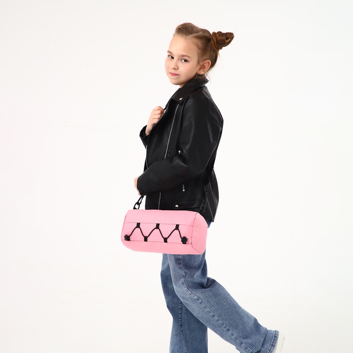 Сумка детская спортивная на молнии для девочки, регулируемый ремень, цвет розовый