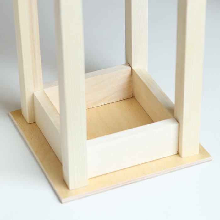 Кашпо деревянное 12×12×30 см  Кашпо деревянное 12×12×30 см "Фонарик", ручка верёвка, натуральный Дарим Красиво