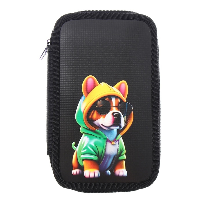 Пенал 2 секции, 125 х 205 х 40 мм, Calligrata 30П26/2  Пенал 2 секции, 125 х 205 х 40 мм, Calligrata 30П26/2 "Бульдог", ламинированный картон