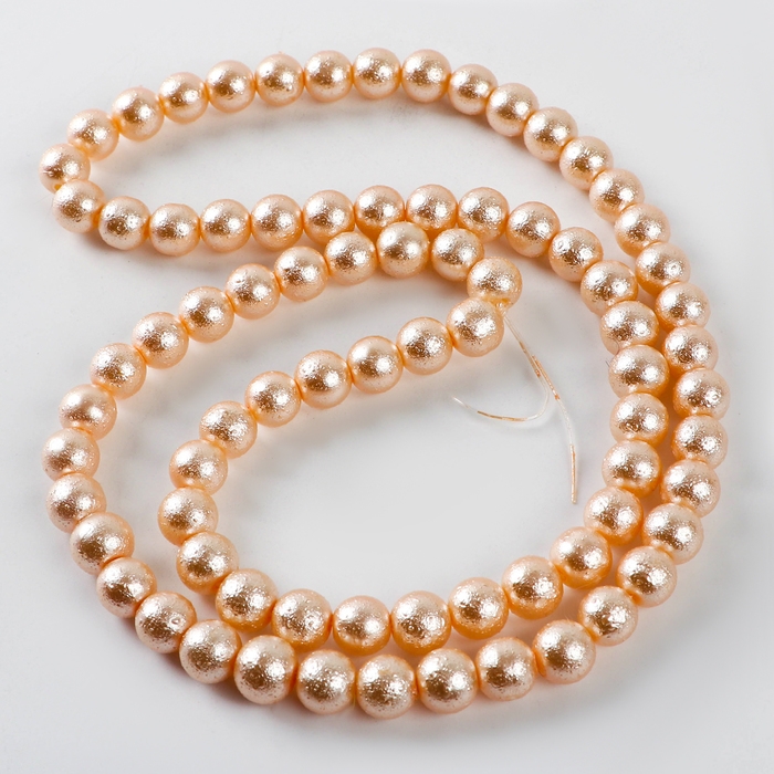 Бусины из стекла, набор 78 шт., размер 1 шт. — 10 мм, цвет бежевый