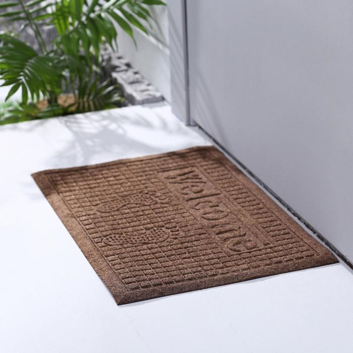 Коврик влаговпитывающий придверный без окантовки Доляна &laquo;Следочки Welcome&raquo;, 40&times;60 см, цвет МИКС