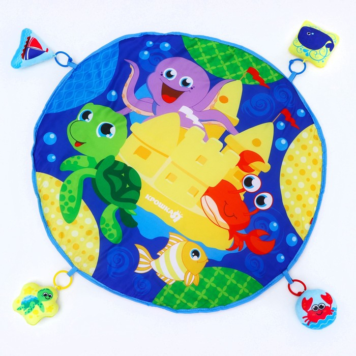 Развивающий коврик «Мягкие малыши», 4 мягкие игрушки, d80см, виды МИКС, Крошка Я Развивающий коврик «Мягкие малыши», 4 мягкие игрушки, d80см, виды МИКС, Крошка Я
