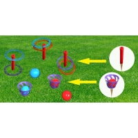 Игра "Кольцеброс - шароброс":  3 стойки, 6 колец, 2 корзинки, 4 мяча, клин - 5 шт