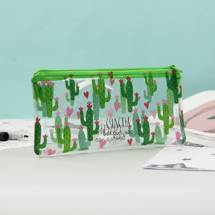 Пенал мягкий 1 отделение, 95 х 205 мм, плоский, ПВХ, Calligrata Пенал мягкий 1 отделение, 95 х 205 мм, плоский, ПВХ, Calligrata "Счастье вокруг нас"