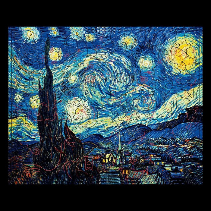 Пазл деревянный фигурный. Винсент Ван Гог «Звёздная ночь», 126 элементов