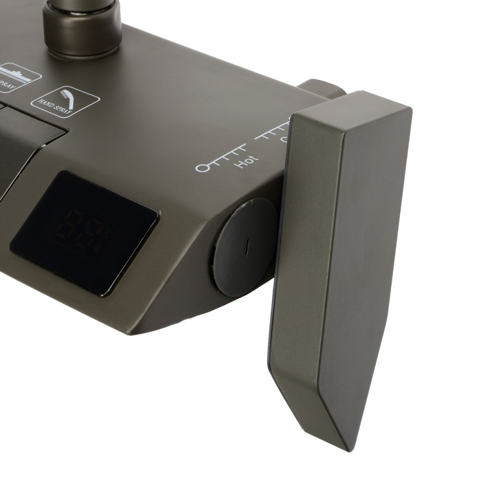 Душевая система ZEIN Z3896, верхняя и ручная лейка, ПВХ шланг, экран температуры, графит