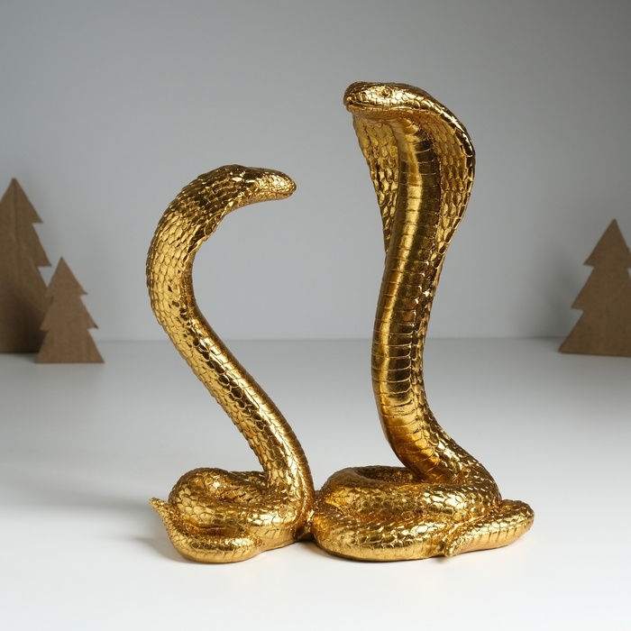 Сувенир полистоун Сувенир полистоун "Две кобры - танец" золото 20х11,5х23 см