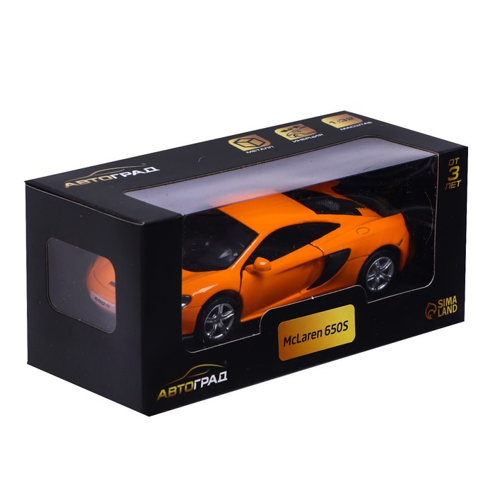 Машина металлическая MCLAREN 650S, 1:32, открываются двери, инерция, цвет оранжевый Машина металлическая MCLAREN 650S, 1:32, открываются двери, инерция, цвет оранжевый