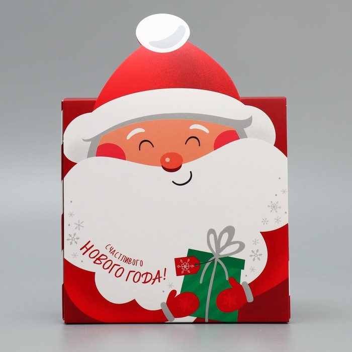 Подарочная коробка новогодняя складная «Дед Мороз», 15 х 15 х 8 см, Новый год Подарочная коробка новогодняя складная «Дед Мороз», 15 х 15 х 8 см, Новый год