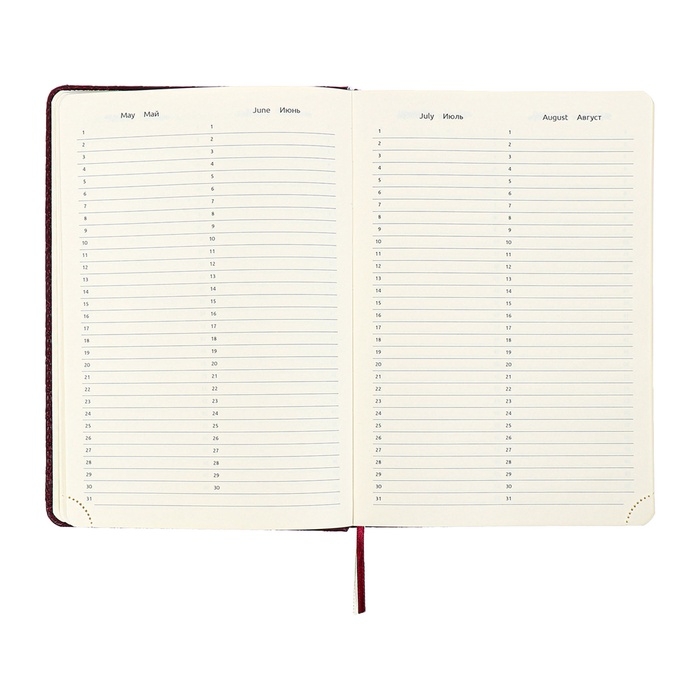 Ежедневник недатированный A5 136 листов кожзам deVENTE. Clair, твердая обложка с поролоном, перфорация, ляссе, блок 70, бордовый