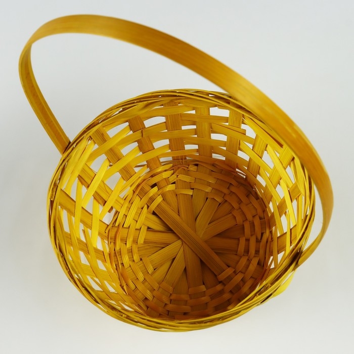 Корзина плетеная, D19 х 9,5 х 32 см, желтая, бамбук Корзина плетеная, D19 х 9,5 х 32 см, желтая, бамбук