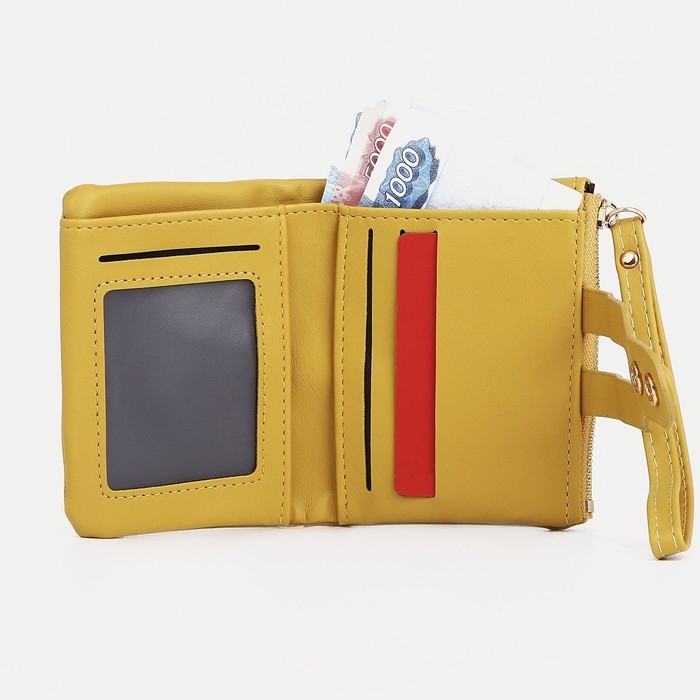 Кошелёк женский на кнопке, цвет жёлтый Кошелёк женский на кнопке, цвет жёлтый