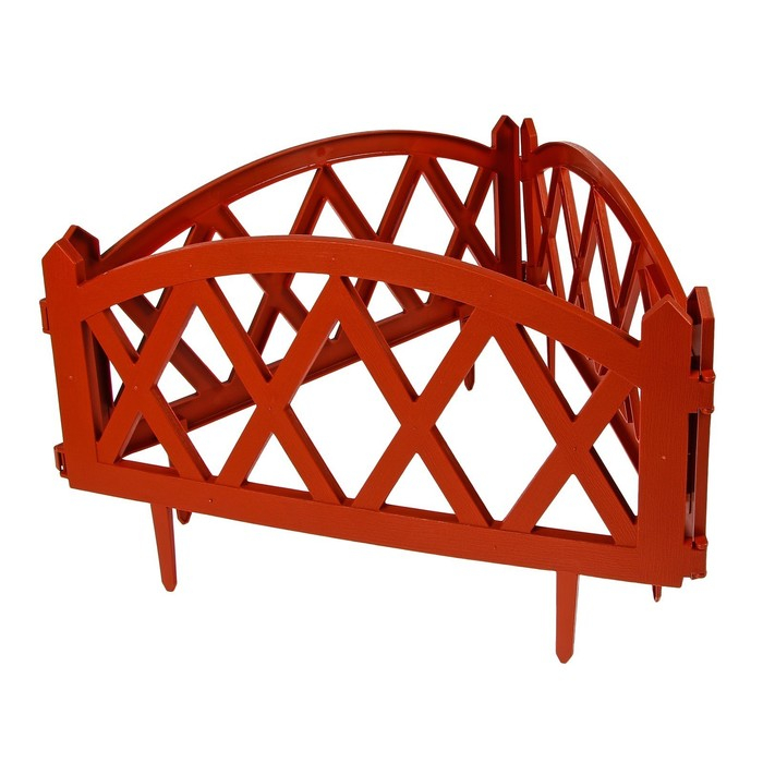 Ограждение декоративное, 35 × 232 см, 4 секции, пластик, терракотовое, MODERN, Greengo Ограждение декоративное, 35 × 232 см, 4 секции, пластик, терракотовое, MODERN, Greengo