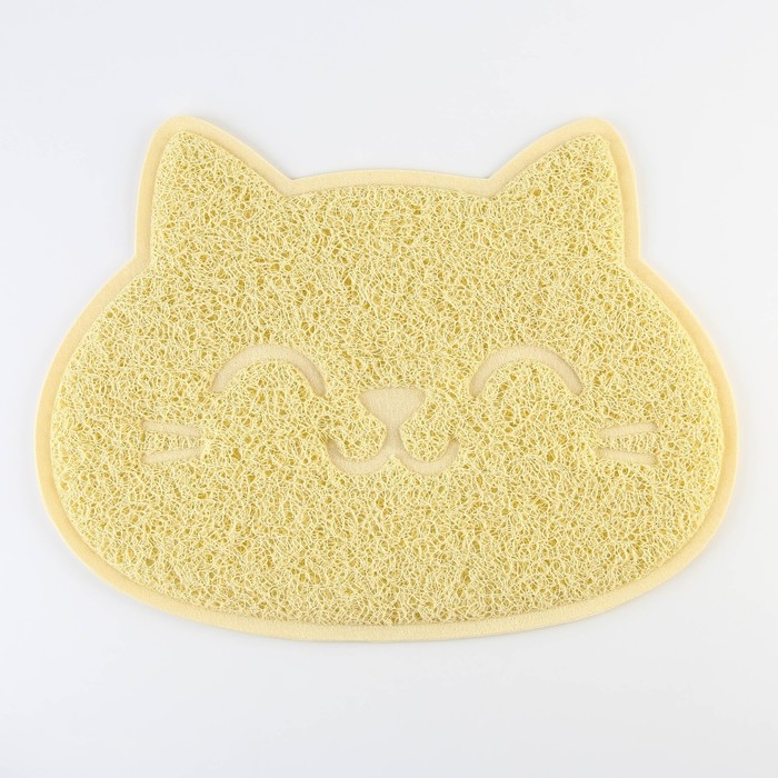 Коврик универсальный под миску и лоток «Мордочка», 30х40 см, бежевый Коврик универсальный под миску и лоток «Мордочка», 30х40 см, бежевый