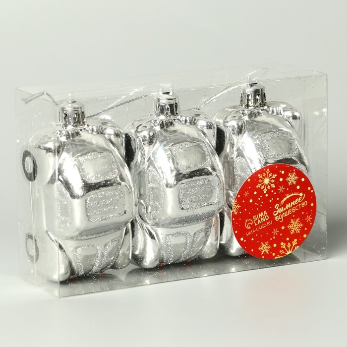 Набор украшений пластик 3 шт Набор украшений пластик 3 шт "Автолегенда" 7,5х4 см, серебро