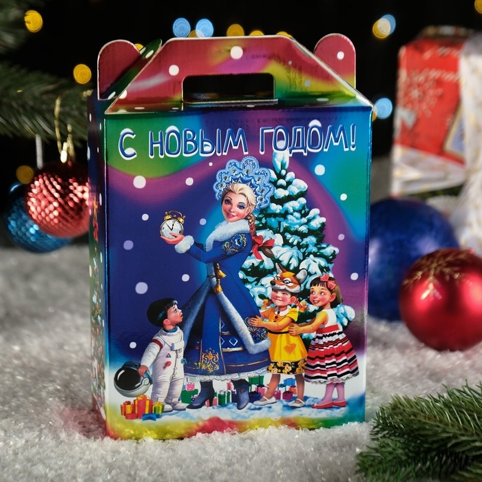 Новый год. Подарочная коробка Новый год. Подарочная коробка "Сияние" серебро, 16,8 х 7 х 25см.