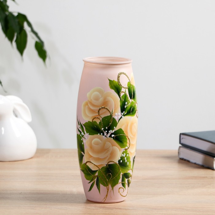 Ваза Ваза "Роза №3" роспись на крашеном стекле, d-7см 10х23 см