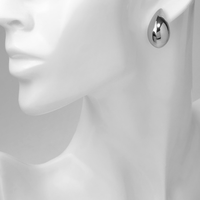 Серьги пластик «Капля» изогнутая мини, цвет серебро Серьги пластик «Капля» изогнутая мини, цвет серебро