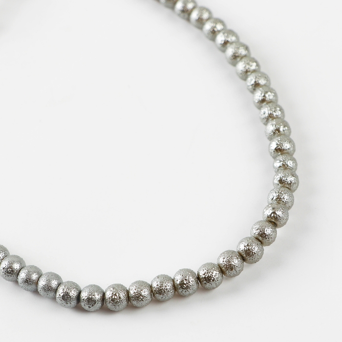 Бусины из стекла, набор 140 шт., диаметр 1 шт. — 6 мм, цвет серебряный