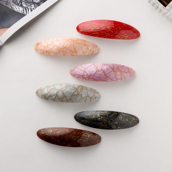 Заколка-автомат для волос "Сильва" камень принт блеск, 9 см, микс