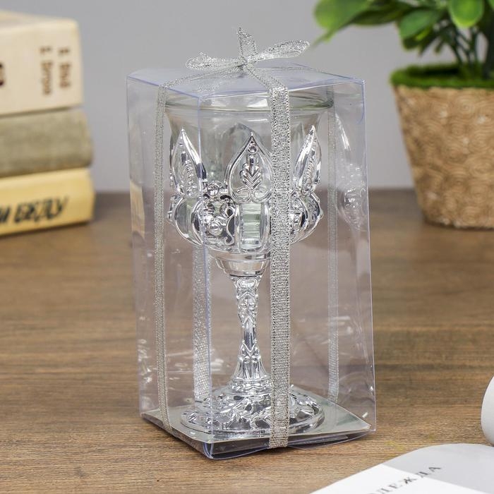 Подсвечник стекло Подсвечник стекло "Наслаждение" 12*6,5*6,5 см, серебро