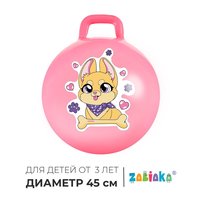 Мяч-прыгун с ручкой ZABIAKA «Корги», d=45 см, 380 г, цвет розовый Мяч-прыгун с ручкой ZABIAKA «Корги», d=45 см, 380 г, цвет розовый