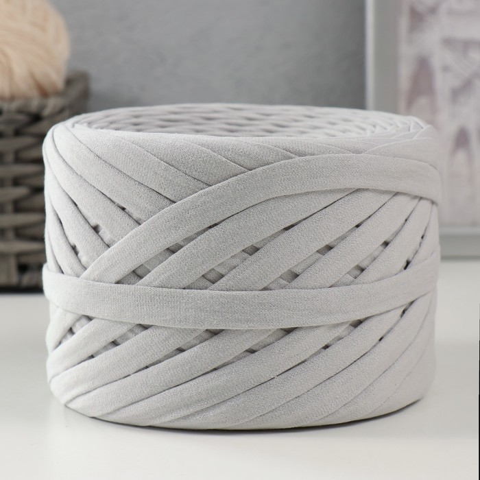 Трикотажная пряжа, ширина 7-9 мм, 100м/295 гр±10% (43 - серый)