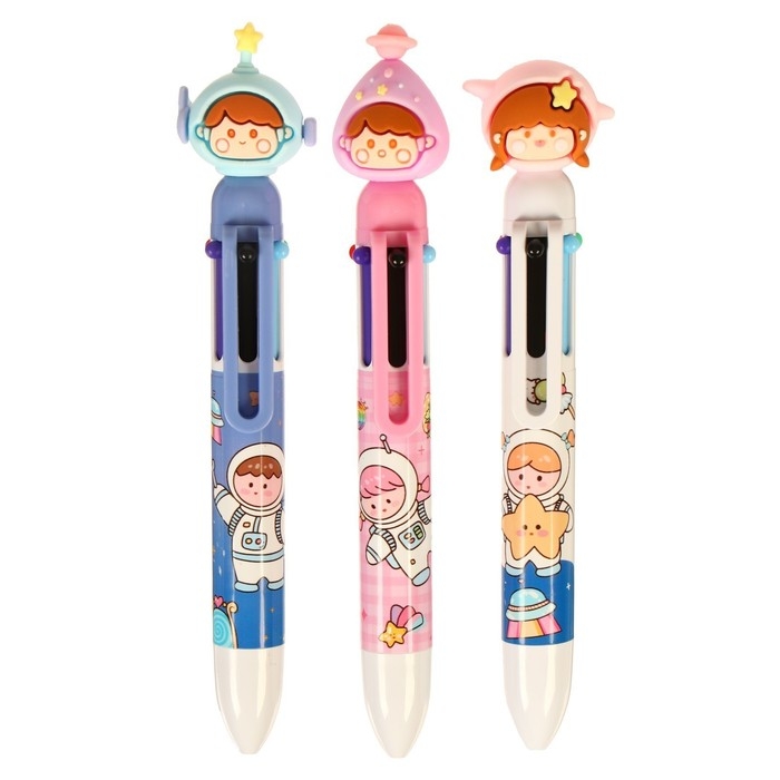 Ручка шариковая 6-цветная Ручка шариковая 6-цветная "Космонавт", 0,5мм, штрихкод на штуке, микс