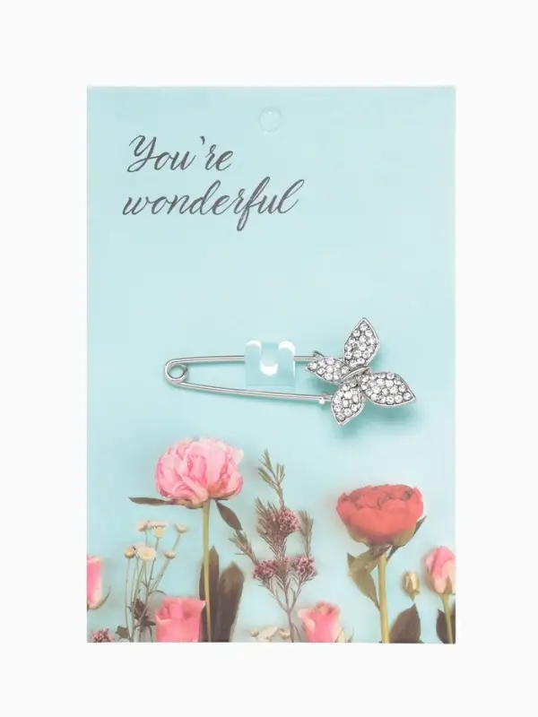 Булавка &laquo;Бабочка&raquo;, 5 см, белая в серебре