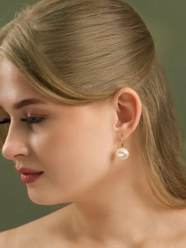 Серьги пластик &laquo;Майорика&raquo;, круг, белые в золоте